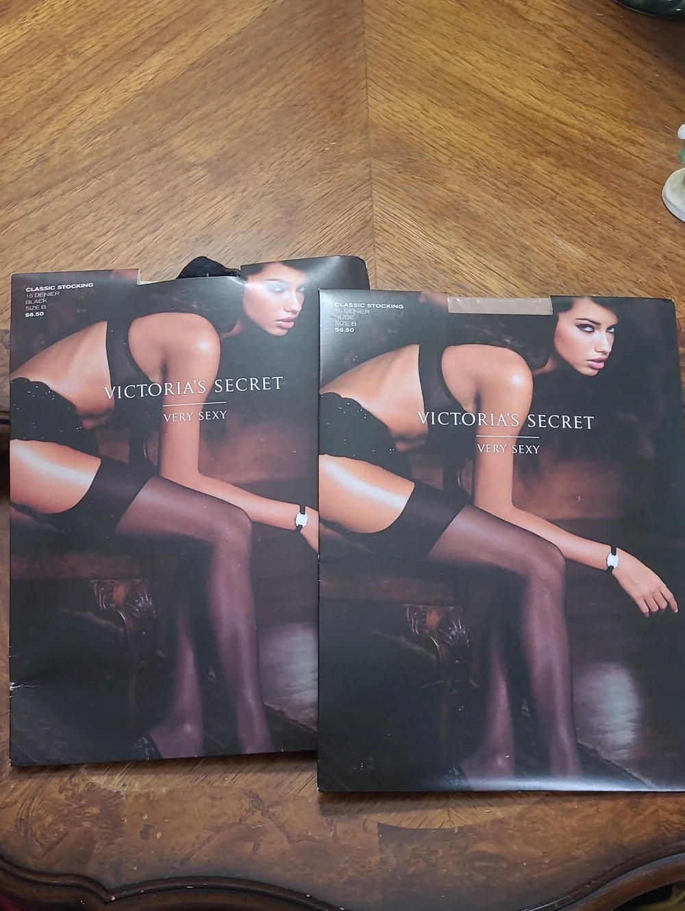 New! Victoria's Secret Very Sexy Classic Nude & Black Set Stocking Womens Size B